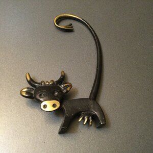 Walter Bosse Black Brass Cow Figure For Herta Baller Vienna Austria Vintage